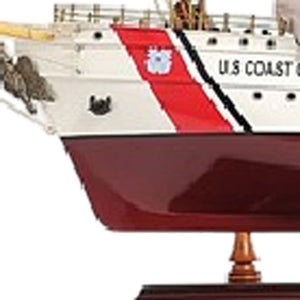 HomeRoots 28 Inch Hand Painted Solid Wood Sailboat Replica Nautical Decor Accent Piece 401971