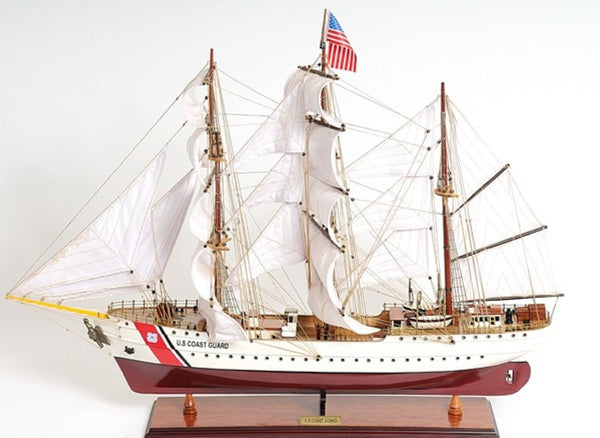 28 Inch Hand Painted Solid Wood Sailboat Replica Nautical Decor Accent Piece