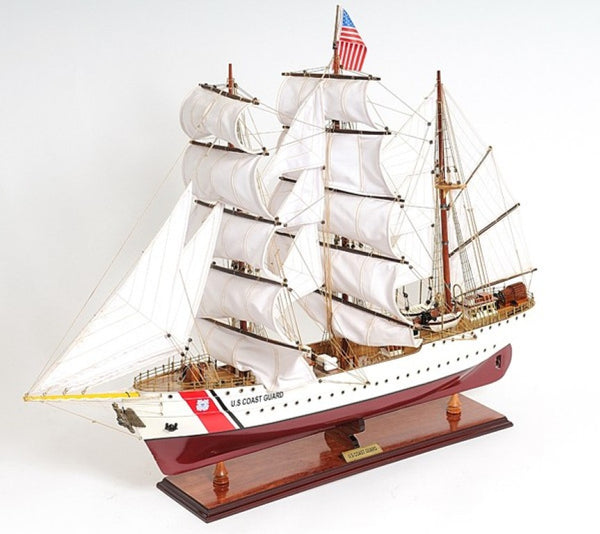 28 Inch Hand Painted Solid Wood Sailboat Replica Nautical Decor Accent Piece