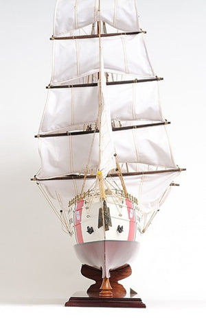28 Inch Hand Painted Solid Wood Sailboat Replica Nautical Decor Accent Piece