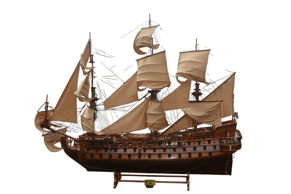 HomeRoots 130 Inch Handcrafted Solid Wood Decorative Sailing Vessel Nautical Coastal Home Accent 401972