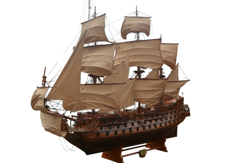 HomeRoots 130 Inch Handcrafted Solid Wood Decorative Sailing Vessel Nautical Coastal Home Accent 401972