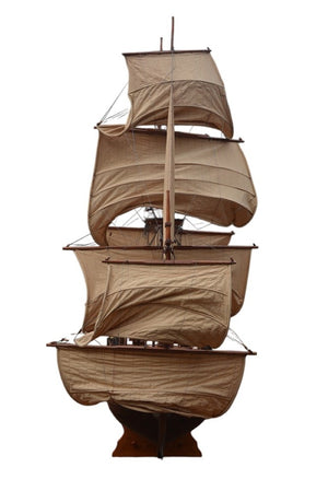 130 Inch Handcrafted Solid Wood Decorative Sailing Vessel Nautical Coastal Home Accent