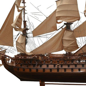 130 Inch Handcrafted Solid Wood Decorative Sailing Vessel Nautical Coastal Home Accent