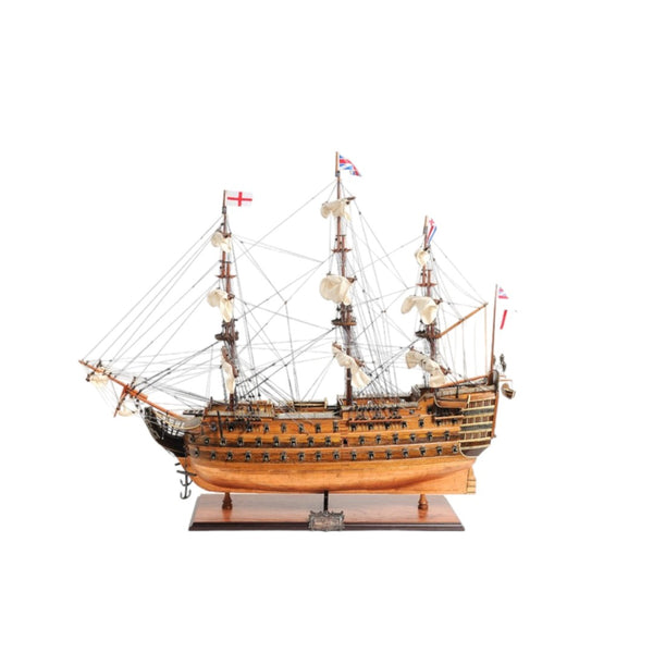 HomeRoots 32" Hand-Painted HMS Victory Model Boat - Elegant Solid Wood Nautical Decor for Collectors & Gift-Giving 401973