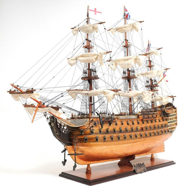 HomeRoots 32" Hand-Painted HMS Victory Model Boat - Elegant Solid Wood Nautical Decor for Collectors & Gift-Giving 401973