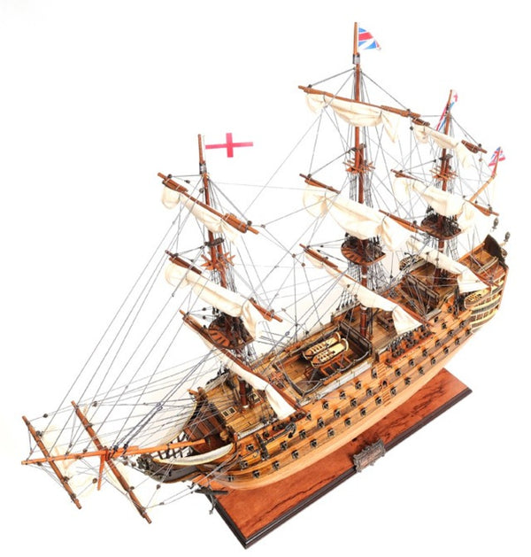 HomeRoots 32" Hand-Painted HMS Victory Model Boat - Elegant Solid Wood Nautical Decor for Collectors & Gift-Giving 401973