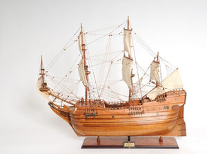 32 Inch Handcrafted Solid Wood Sailboat Replica for Coastal Nautical Home Decor Display