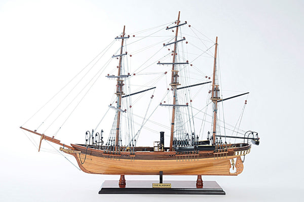 HomeRoots 24" Hand-Painted 1862 CSS Alabama Model Boat – Exquisite Solid Wood Nautical Replica for Collectors 401979