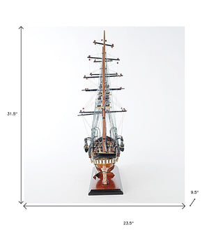 HomeRoots 24" Hand-Painted 1862 CSS Alabama Model Boat – Exquisite Solid Wood Nautical Replica for Collectors 401979