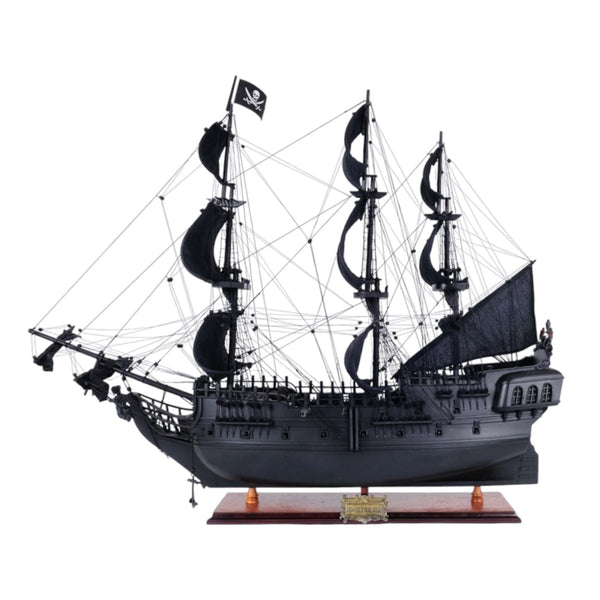 Homeroots 29" Black Black Pearl Pirate Boat Hand Painted Decorative Boat  Solid Wood 401980
