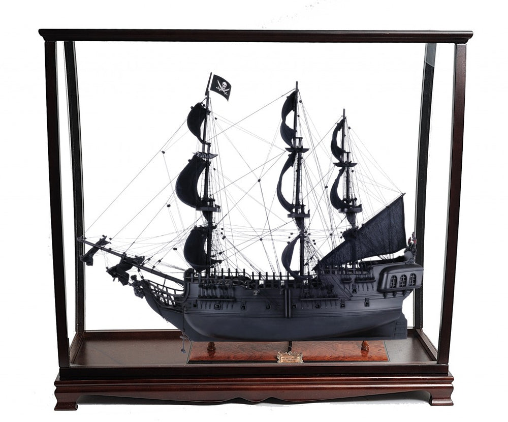 Homeroots 39" Black Solid Wood Hand Painted Black Pearl Pirate Table Top Display Model Boat  Solid Wood 401981