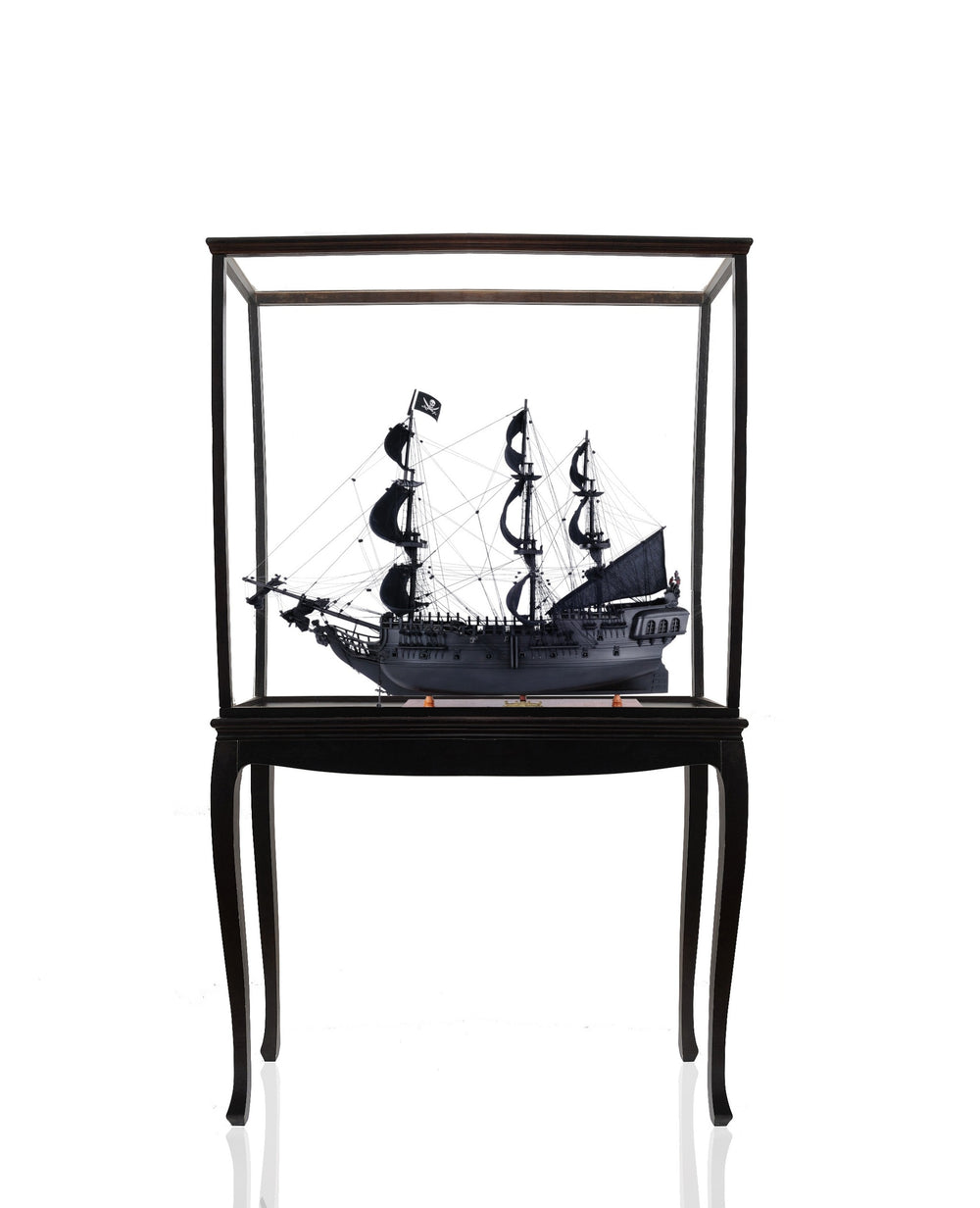 Homeroots 69" Black Solid Wood Hand Painted Black Pearl Pirate Floor Display Model Boat  Solid Wood 401982