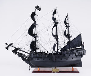 HomeRoots 24" Black Solid Wood Hand-Painted Model Boat Sculpture – Timeless Home Décor for Any Space 401983