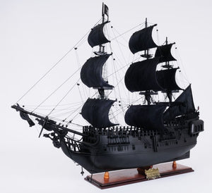 HomeRoots 24" Black Solid Wood Hand-Painted Model Boat Sculpture – Timeless Home Décor for Any Space 401983