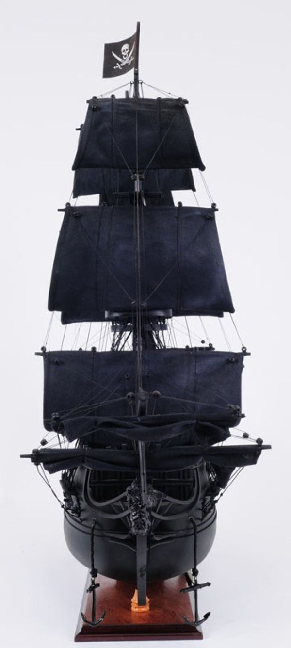 HomeRoots 24" Black Solid Wood Hand-Painted Model Boat Sculpture – Timeless Home Décor for Any Space 401983