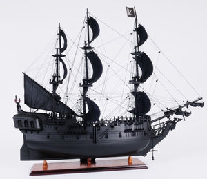 HomeRoots 24" Black Solid Wood Hand-Painted Model Boat Sculpture – Timeless Home Décor for Any Space 401983