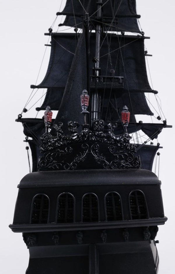 HomeRoots 24" Black Solid Wood Hand-Painted Model Boat Sculpture – Timeless Home Décor for Any Space 401983