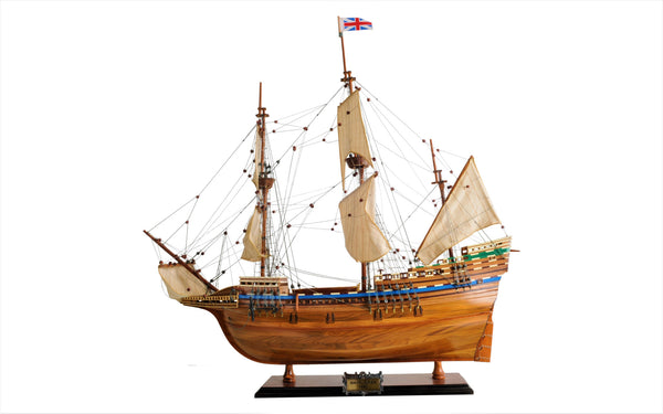 Homeroots 30" Wood Brown Mayflower Boat Hand Painted Decorative Boat  Solid Wood 401987