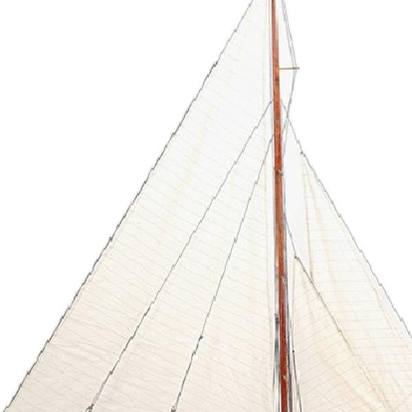 49 Inch Solid Wood Handcrafted Decorative Sailing Vessel Sculpture Nautical Home Accent