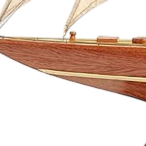 HomeRoots 32 Inch Handcrafted Solid Wood Sailboat Replica for Coastal Nautical Home Decor Display 25" W x 32" H x 5" D 401993