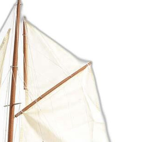 HomeRoots 26 Inch Handcrafted Solid Wood Decorative Sailing Vessel Replica for Coastal Home Decor 401994