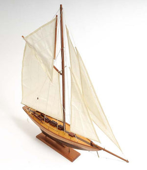 26 Inch Handcrafted Solid Wood Decorative Sailing Vessel Replica for Coastal Home Decor