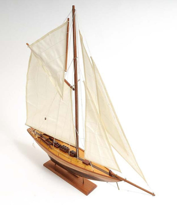 26 Inch Handcrafted Solid Wood Decorative Sailing Vessel Replica for Coastal Home Decor