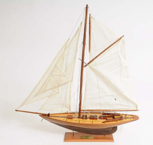 26 Inch Handcrafted Solid Wood Decorative Sailing Vessel Replica for Coastal Home Decor