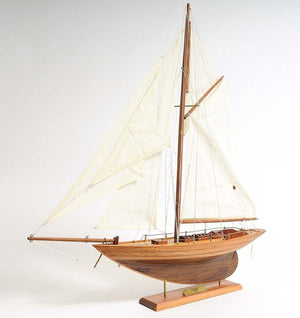 26 Inch Handcrafted Solid Wood Decorative Sailing Vessel Replica for Coastal Home Decor