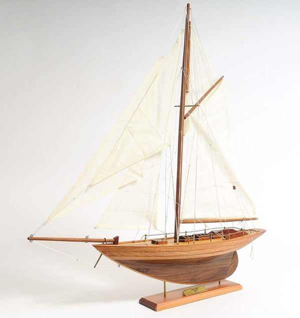 26 Inch Handcrafted Solid Wood Decorative Sailing Vessel Replica for Coastal Home Decor