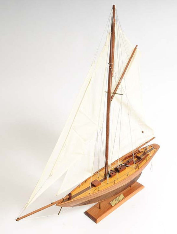 26 Inch Handcrafted Solid Wood Decorative Sailing Vessel Replica for Coastal Home Decor