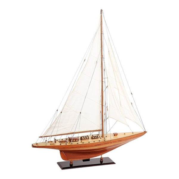 49 Inch Artisan Crafted Solid Wood Sailboat Sculpture Coastal Nautical Home Decor