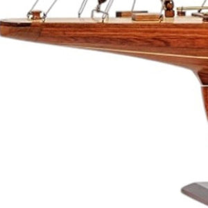 49 Inch Artisan Crafted Solid Wood Sailboat Sculpture Coastal Nautical Home Decor