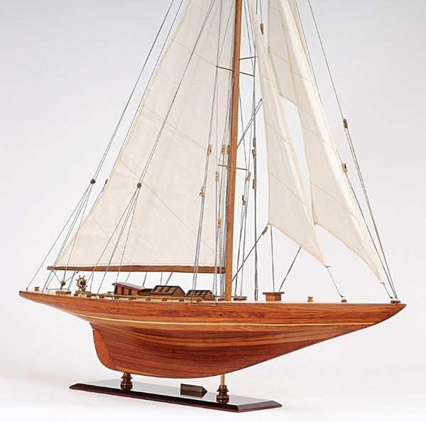 49 Inch Artisan Crafted Solid Wood Sailboat Sculpture Coastal Nautical Home Decor