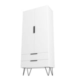 Manhattan Comfort Beekman Mid-Century Modern Cabinet White 401AMC198