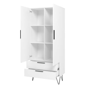 Manhattan Comfort Beekman Mid-Century Modern Cabinet White 401AMC198