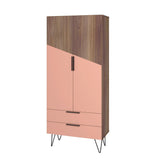 Manhattan Comfort Beekman Mid-Century Modern Cabinet Brown and Pink 401AMC229