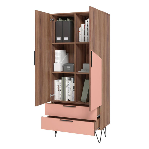 Manhattan Comfort Beekman Mid-Century Modern Cabinet Brown and Pink 401AMC229