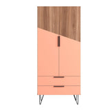 Manhattan Comfort Beekman Mid-Century Modern Cabinet Brown and Pink 401AMC229