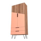 Manhattan Comfort Beekman Mid-Century Modern Cabinet Brown and Pink 401AMC229