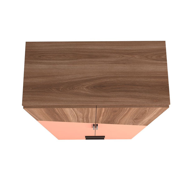 Manhattan Comfort Beekman Mid-Century Modern Cabinet Brown and Pink 401AMC229