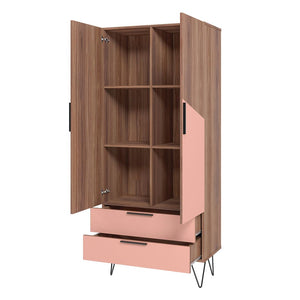 Manhattan Comfort Beekman Mid-Century Modern Cabinet Brown and Pink 401AMC229