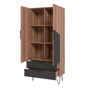Manhattan Comfort Beekman Mid-Century Modern Cabinet Brown and Black 401AMC240