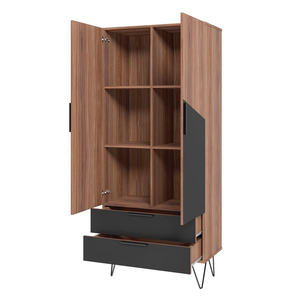 Manhattan Comfort Beekman Mid-Century Modern Cabinet Brown and Black 401AMC240