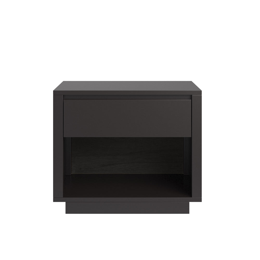 Homelegance Potrero Rubberwood Nightstand with Drawer and Open Shelf Mid-century Modern Bedroom Black 401B-4BK