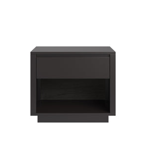 Homelegance Potrero Rubberwood Nightstand with Drawer and Open Shelf Mid-century Modern Bedroom Black 401B-4BK