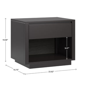 Potrero Rubberwood Nightstand with Drawer and Open Shelf Mid-century Modern Bedroom