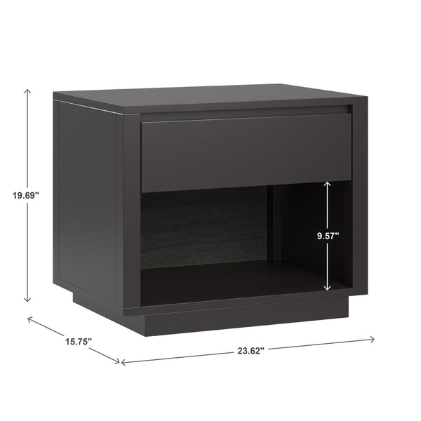 Potrero Rubberwood Nightstand with Drawer and Open Shelf Mid-century Modern Bedroom