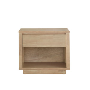 Potrero Rubberwood Nightstand with Drawer and Open Shelf Mid-century Modern Bedroom